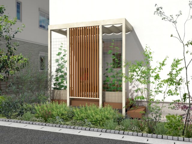 庭まわり（壁寄せ） フレームポーチプラン8-1.5間4尺サイズ-ホワイト｜FP8-1-WH