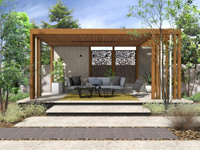 庭まわり（離れ）ホームヤードルーフプラン34-ブラウン｜HYG34-BR