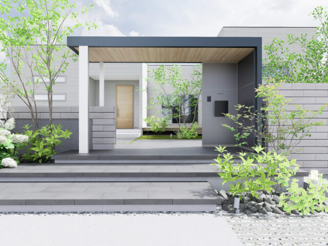 門まわり（フレーム付門柱） ホームヤードルーフプラン60｜HYM60