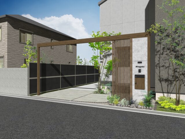 門まわり（フレーム付門柱）ホームヤードルーフプラン62｜HYM62