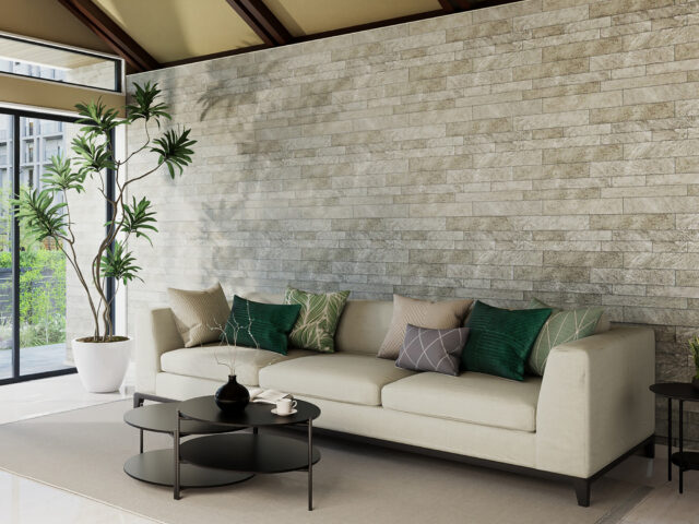 ボーダーユニットタイル｜ストーンリヴ（ホワイトベージュ）